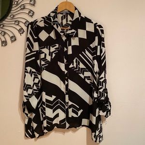 geometrical sheer blouse.